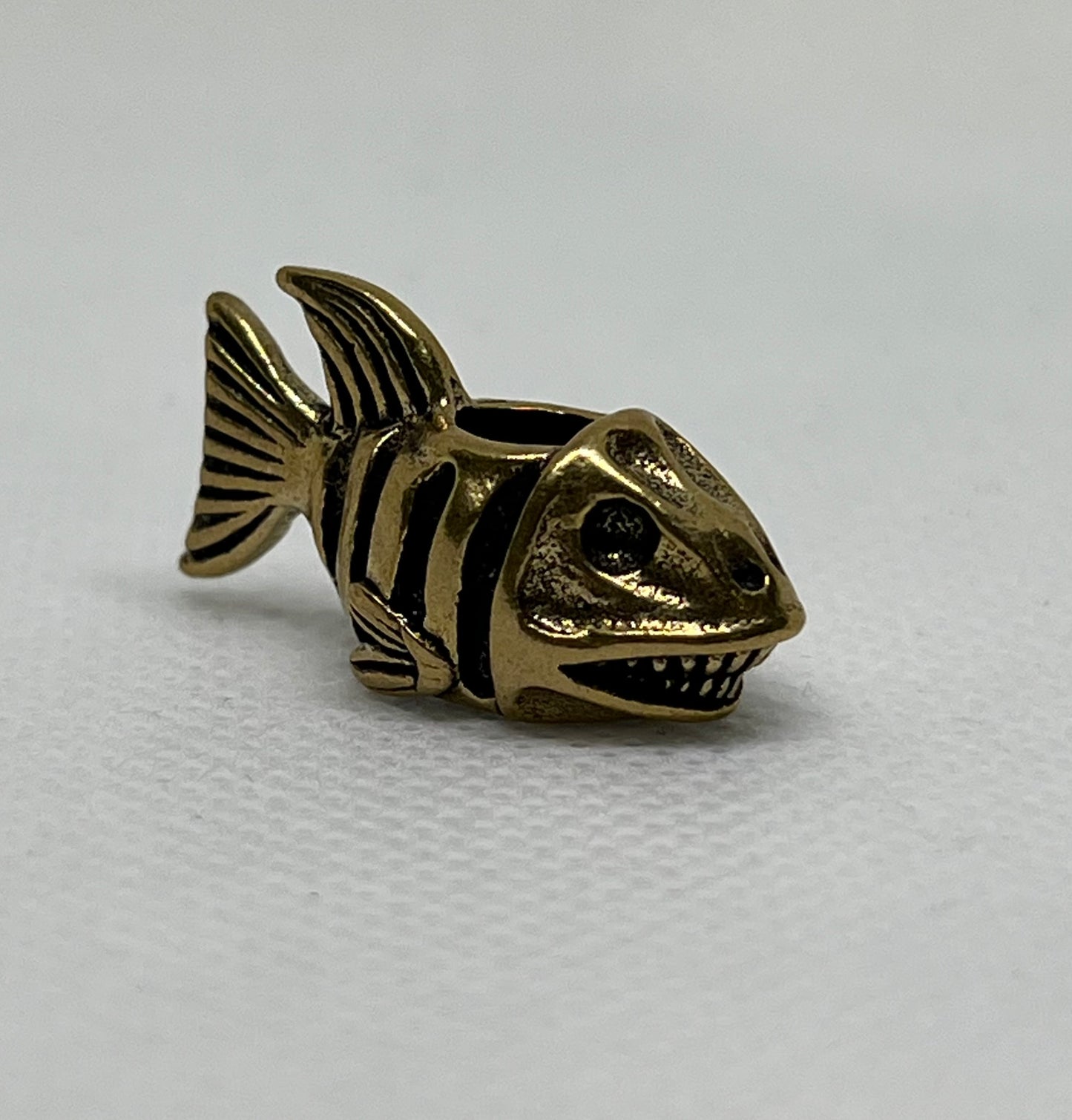 Brass Shark Lanyard Bead, EDC Paracord Bead
