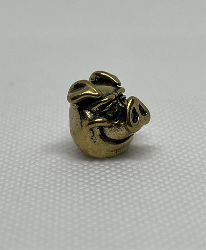 Smiling Pig Brass Lanyard Bead, EDC Paracord Bead.