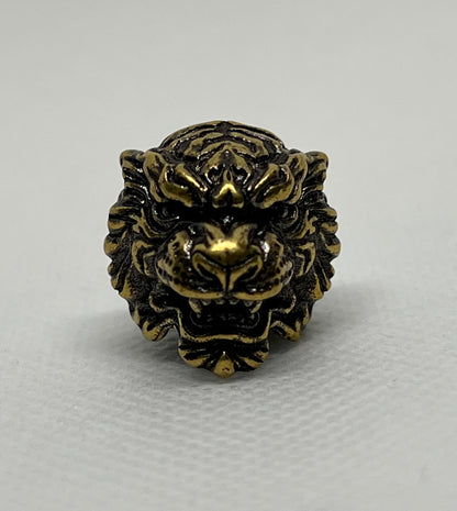 Brass Tiger Head Lanyard Bead, EDC Paracord Bead