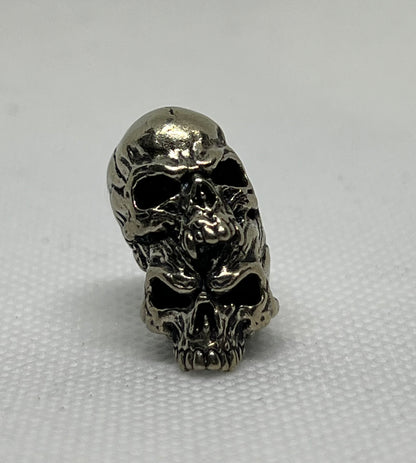 Brass Double Layered Skull Lanyard Bead, EDC Paracord Bead.
