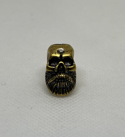 Brass Bearded Skull Lanyard Beads, EDC Paracord Beads