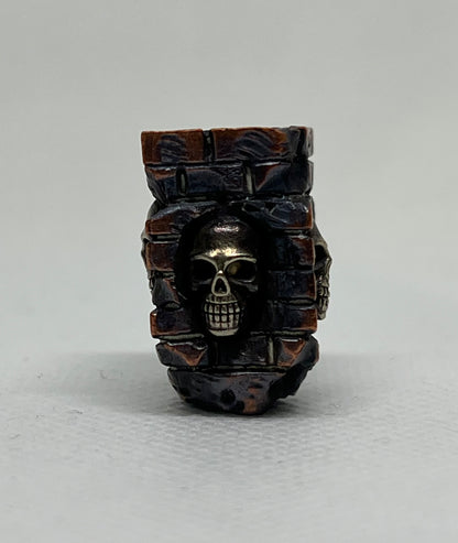 Hand Crafted Red Brass Skull Lanyard Bead, EDC Paracord Bead