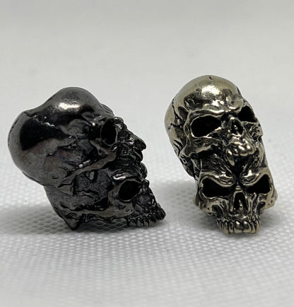 Brass Double Layered Skull Lanyard Bead, EDC Paracord Bead.