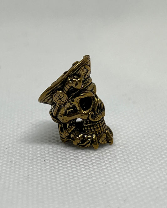 Brass Blackbeard Pirate Skull Lanyard Bead, EDC Paracord Bead.