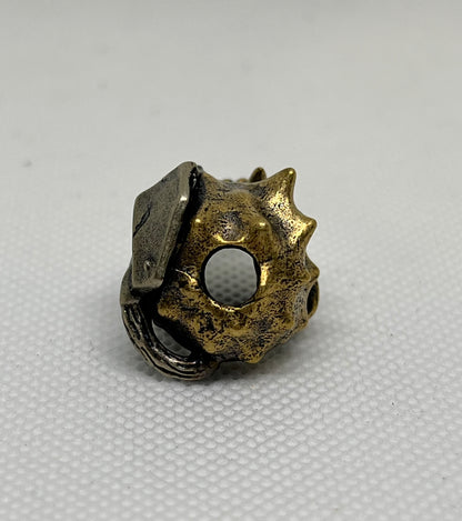 Brass Mechanical Beast Skull Lanyard Bead, EDC Paracord Bead.