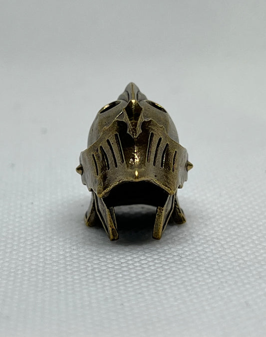 Brass Medieval Knight Helmet Lanyard Bead, EDC Paracord Bead.