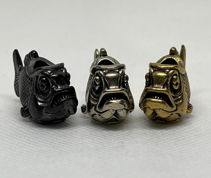 Brass Piranha Lanyard Bead, EDC Paracord Bead