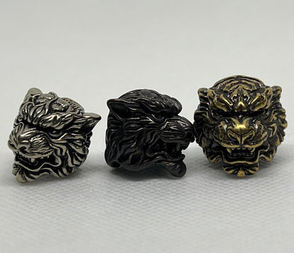 Brass Tiger Head Lanyard Bead, EDC Paracord Bead