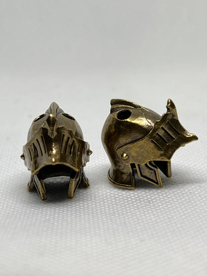 Brass Medieval Knight Helmet Lanyard Bead, EDC Paracord Bead.