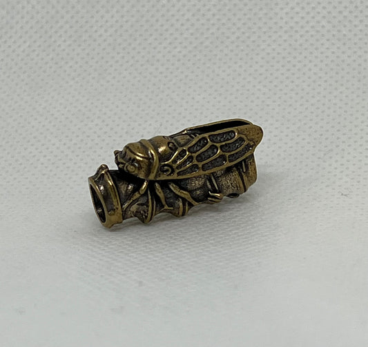 Antique Brass Cicada Lanyard Bead, EDC Paracord Bead.