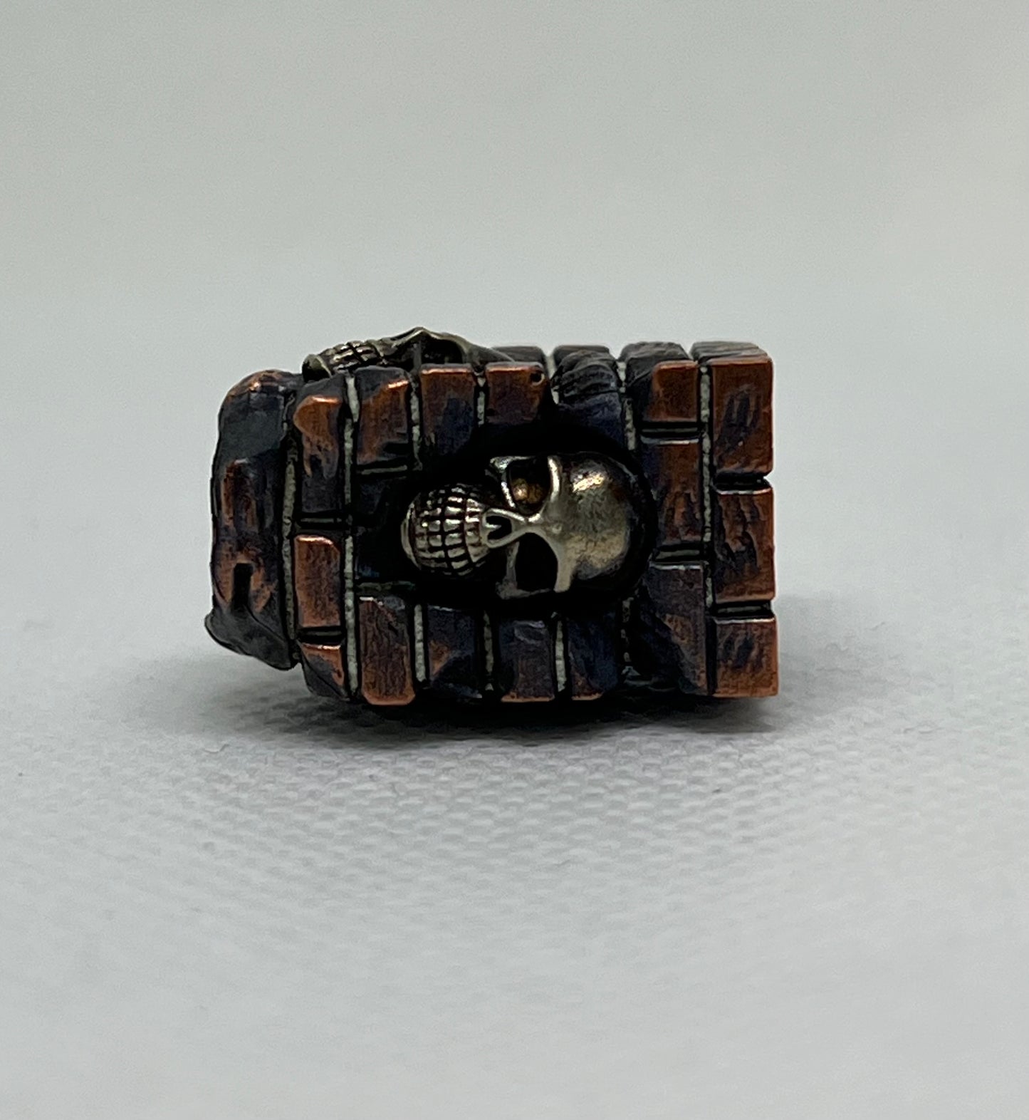 Hand Crafted Red Brass Skull Lanyard Bead, EDC Paracord Bead