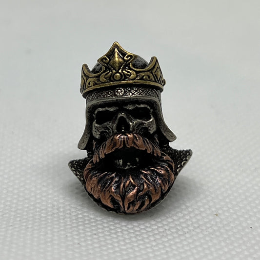 Brass/Copper Medievil King Skull Lanyard Bead, EDC Paracord Bead.