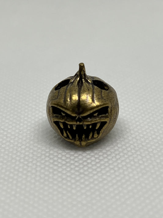 Halloween Pumpkin Brass Lanyard Bead, EDC Paracord Bead.