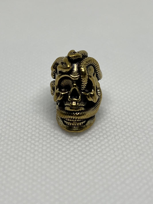 Snake Skull Brass Lanyard Bead, EDC Paracord Bead.