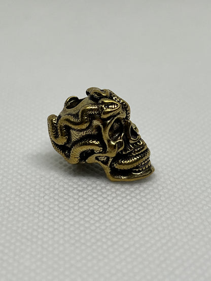 Snake Skull Brass Lanyard Bead, EDC Paracord Bead.