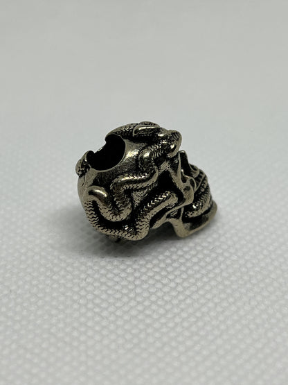 Snake Skull Brass Lanyard Bead, EDC Paracord Bead.