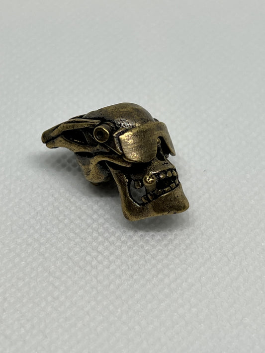 Pilot Skull with Mountable Sunnies Copper Lanyard Bead, EDC Paracord Bead.