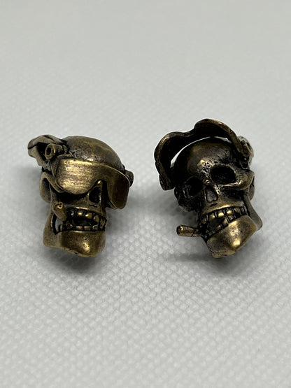 Pilot Skull with Mountable Sunnies Copper Lanyard Bead, EDC Paracord Bead.
