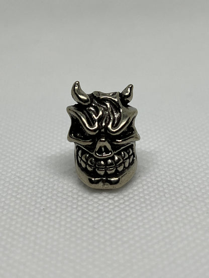 Brass Skull Grinning & Horns Lanyard Bead, EDC Paracord Bead.