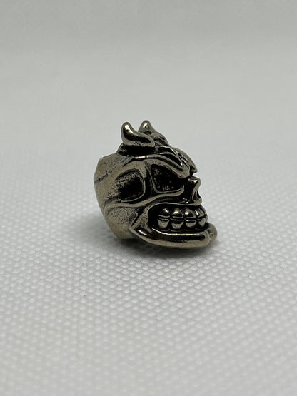 Brass Skull Grinning & Horns Lanyard Bead, EDC Paracord Bead.