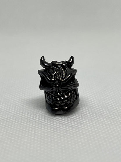 Brass Skull Grinning & Horns Lanyard Bead, EDC Paracord Bead.