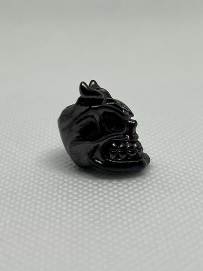 Brass Skull Grinning & Horns Lanyard Bead, EDC Paracord Bead.