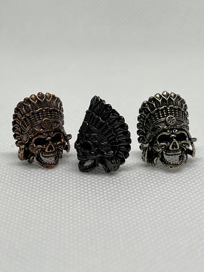 Copper Tribal Cheif Skull Lanyard Bead, EDC Paracord Bead.