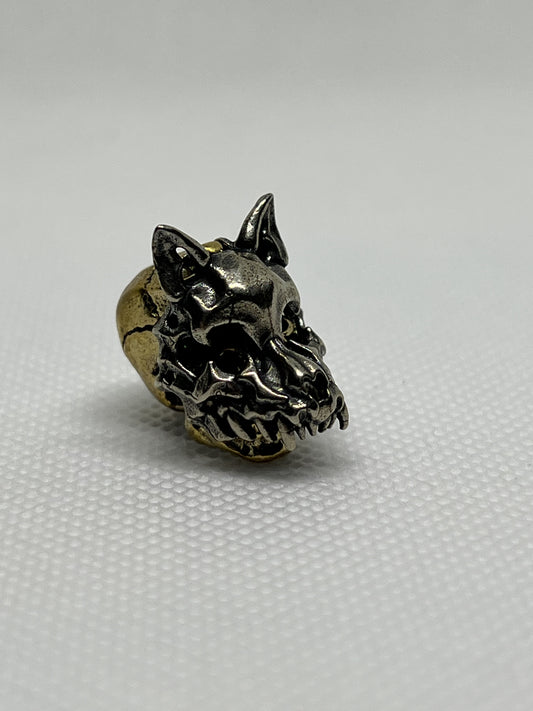Brass Werewolf Masked Skull Lanyard Bead, EDC Paracord Bead.