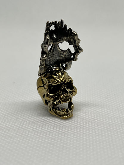 Brass Werewolf Masked Skull Lanyard Bead, EDC Paracord Bead.