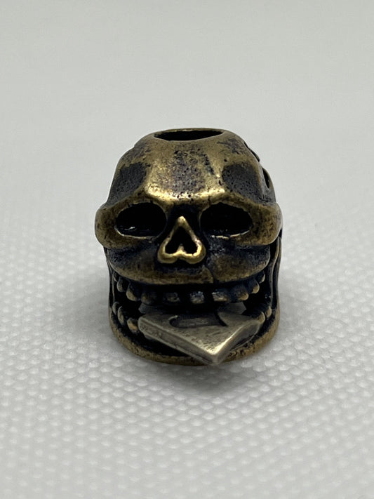 Ace of Spades Skull Brass Lanyard Bead, EDC Paracord Bead.