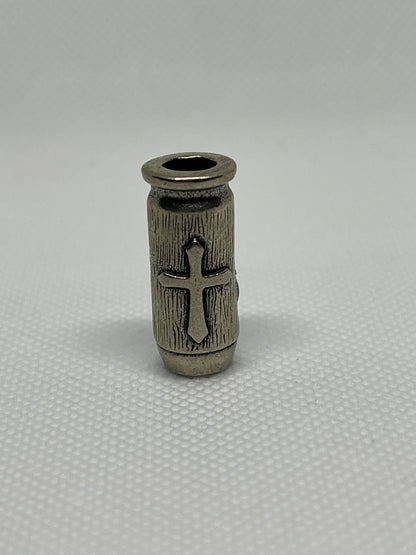 Brass Skull & Cross Bullet Lanyard Bead, EDC Paracord Bead.