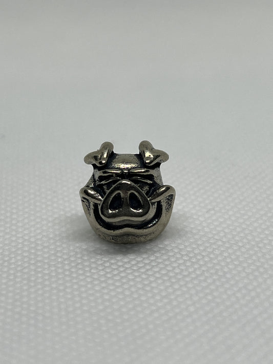 Smiling Pig Brass Lanyard Bead, EDC Paracord Bead.