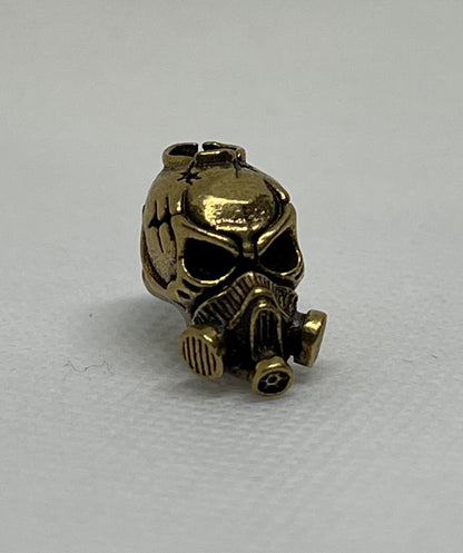 Brass Skull Gas Mask Lanyard Bead, EDC Paracord Bead.