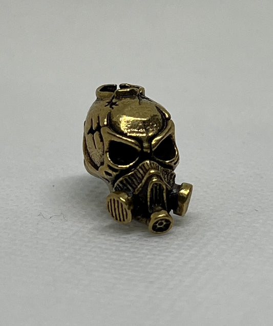 Brass Skull Gas Mask Lanyard Bead, EDC Paracord Bead.