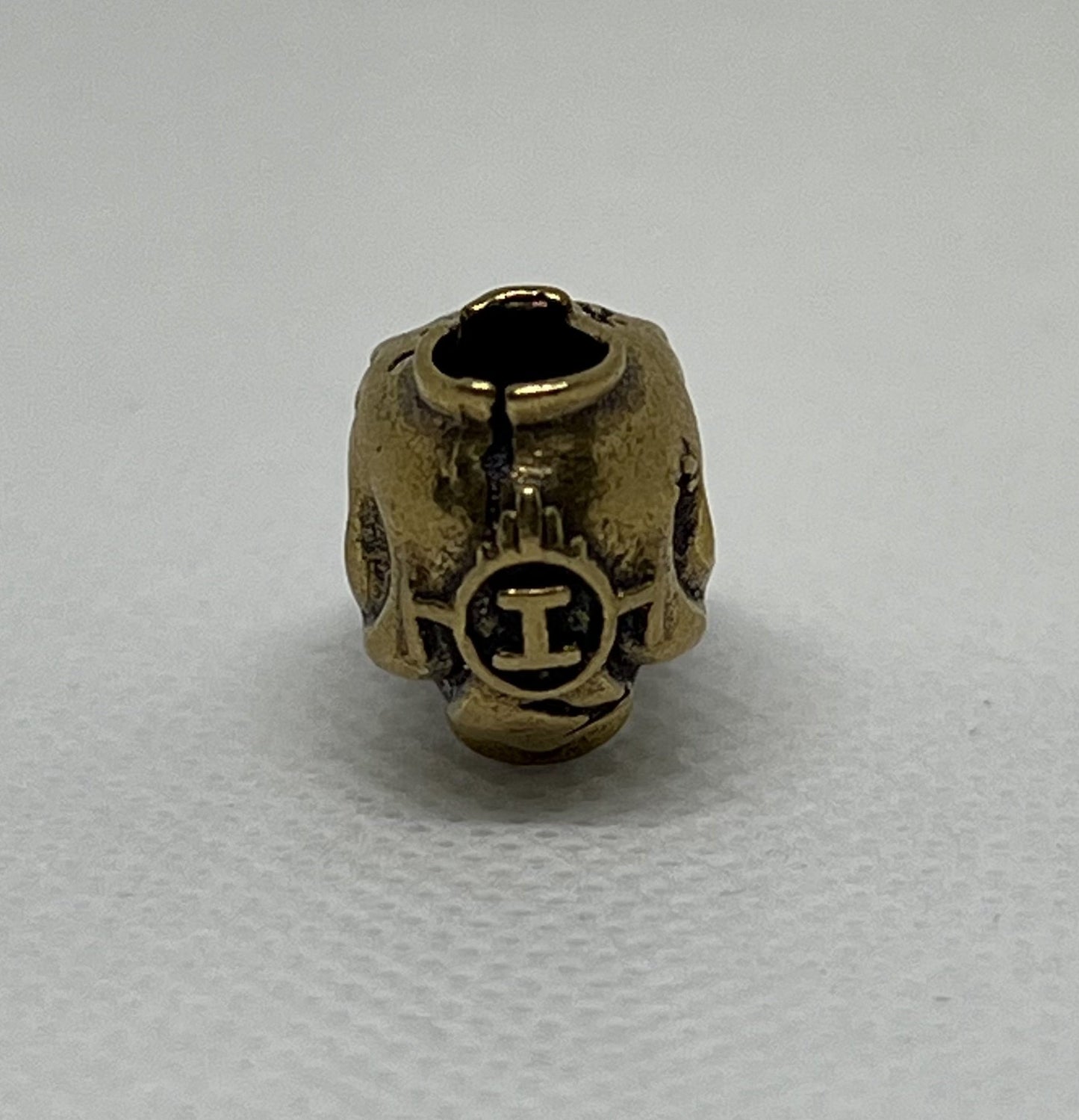 Brass Skull Gas Mask Lanyard Bead, EDC Paracord Bead.