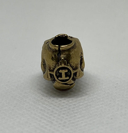 Brass Skull Gas Mask Lanyard Bead, EDC Paracord Bead.