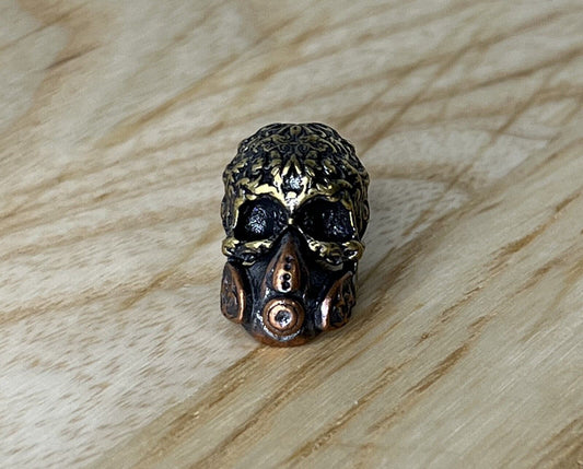 Copper/Brass Radiation Mask Skull Lanyard Beads, EDC Paracord Beads