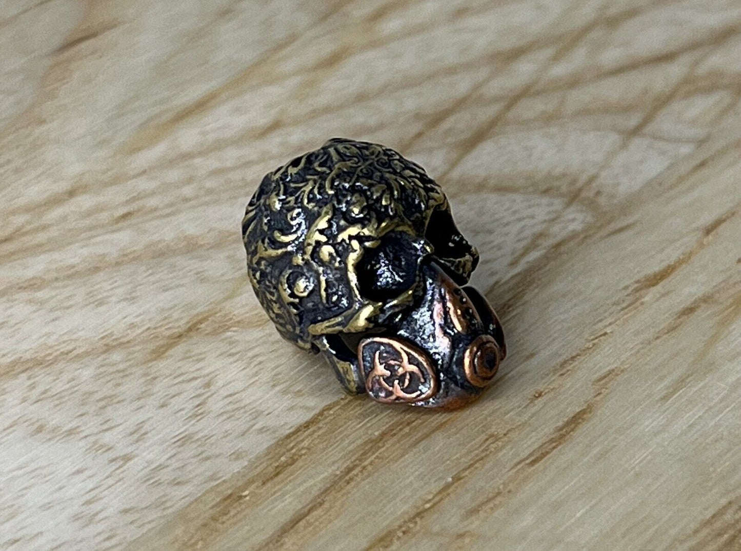 Copper/Brass Radiation Mask Skull Lanyard Beads, EDC Paracord Beads